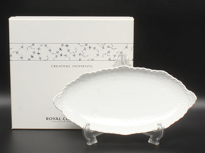 美品 Royal Copenhagen ピックルディッシュ オーバル 皿 25cm ホワイトフルーテッド ハーフレース ロイヤルコペンハーゲン