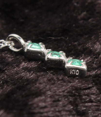 美品 ネックレス K10WG K10 エメラルド レディース