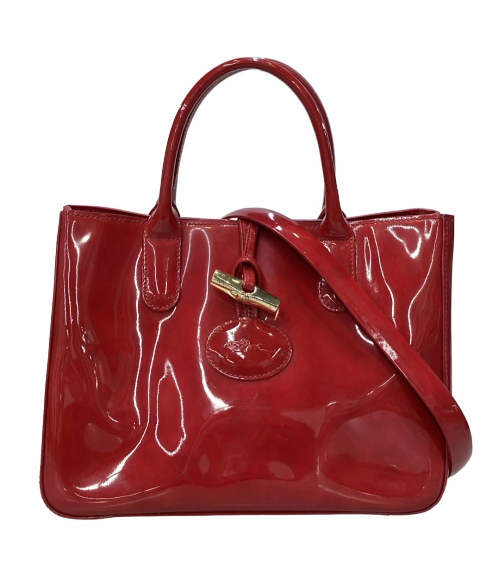 Longchamp 2way ハンドバッグ ショルダーバッグ 斜め掛け パテントレザー ろぞ レディース ロンシャン