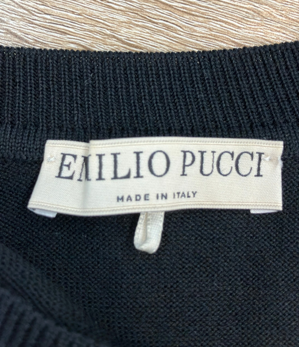 Emilio Pucci 長袖ニット パープル 幾何学模様  シルク混 0EKM28 レディース SIZE XS エミリオ・プッチ