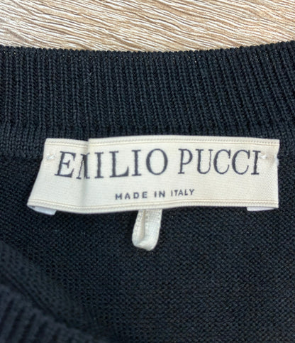 Emilio Pucci 長袖ニット パープル 幾何学模様  シルク混 0EKM28 レディース SIZE XS エミリオ・プッチ