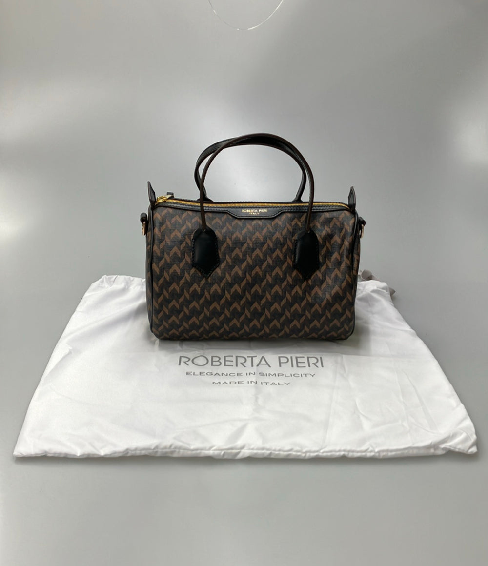 美品 Roberta Pieri ミニボストンバッグ ショルダーバッグ 2WAY 斜め掛け タタミ柄 レディース ロベルタピエリ