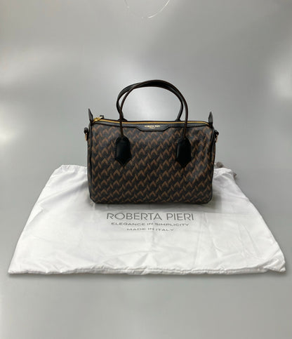 美品 Roberta Pieri ミニボストンバッグ ショルダーバッグ 2WAY 斜め掛け タタミ柄 レディース ロベルタピエリ
