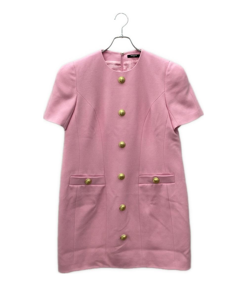 美品 バルマン 半袖ワンピース ゴールドボタン レディース SIZE 42 (L) BALMAIN