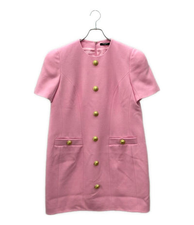 美品 バルマン 半袖ワンピース ゴールドボタン レディース SIZE 42 (L) BALMAIN