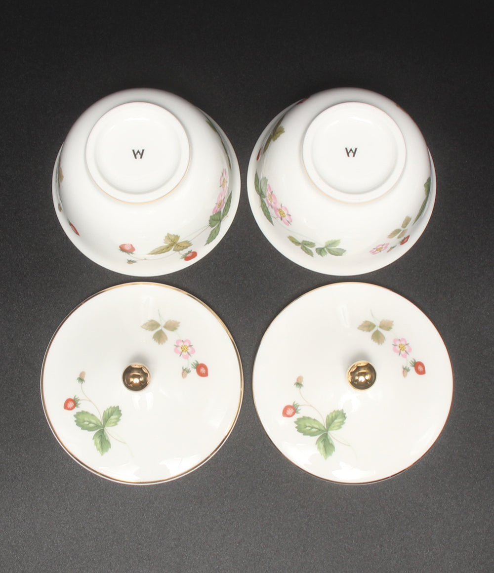美品 WEDGWOOD オリエンタルカップ 2点セット ペア 蓋付き ワイルドストロベリー ウエッジウッド