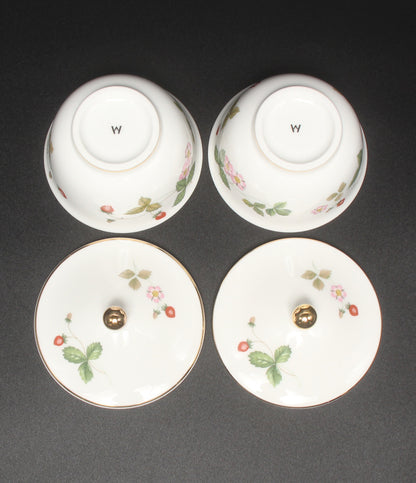 美品 WEDGWOOD オリエンタルカップ 2点セット ペア 蓋付き ワイルドストロベリー ウエッジウッド