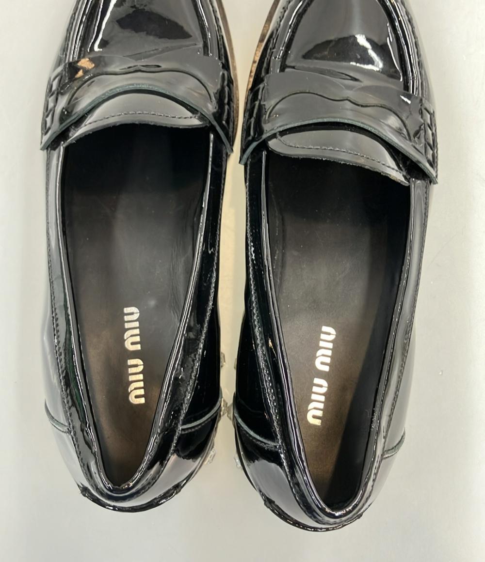 Miu Miu コインローファー パテントレザー ビジュー レディース SIZE