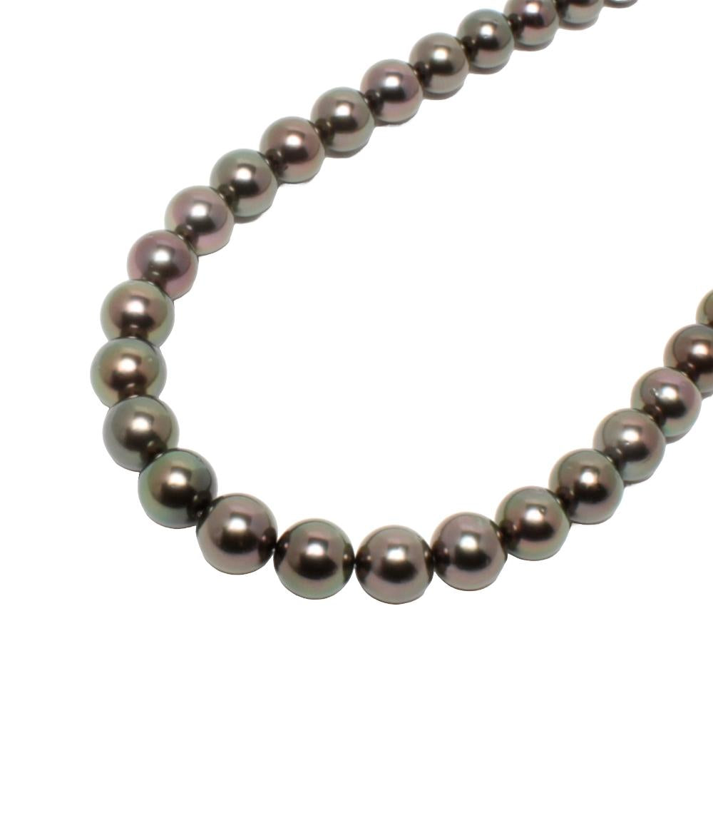 美品 ネックレス SV オーロラピーコック黒蝶真珠 9.2-11.9mm ピアス K14WG 黒蝶真珠10.1mm 2点セット レディース