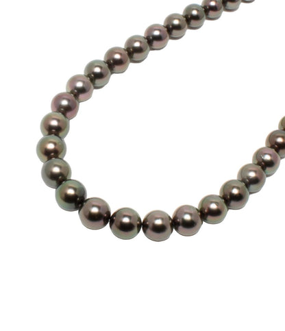 美品 ネックレス SV オーロラピーコック黒蝶真珠 9.2-11.9mm ピアス K14WG 黒蝶真珠10.1mm 2点セット レディース