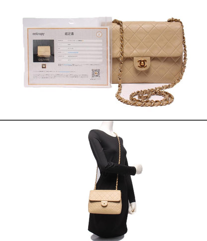 CHANEL チェーンショルダーバッグ ラムスキン ゴールド金具 斜め掛け ミニマトラッセ レディース シャネル