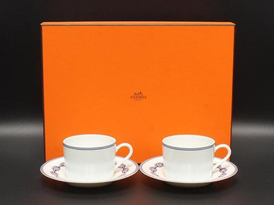 美品 エルメス カップ＆ソーサー 2客セット ペア シェーヌダンクル HERMES