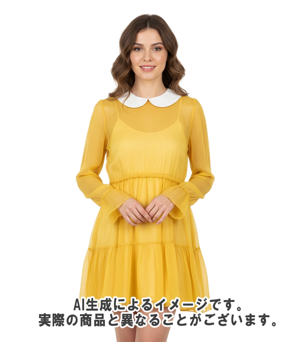 美品 GUCCI ラウンドカラーシフォンワンピース 728125 レディース SIZE 40 (S) グッチ