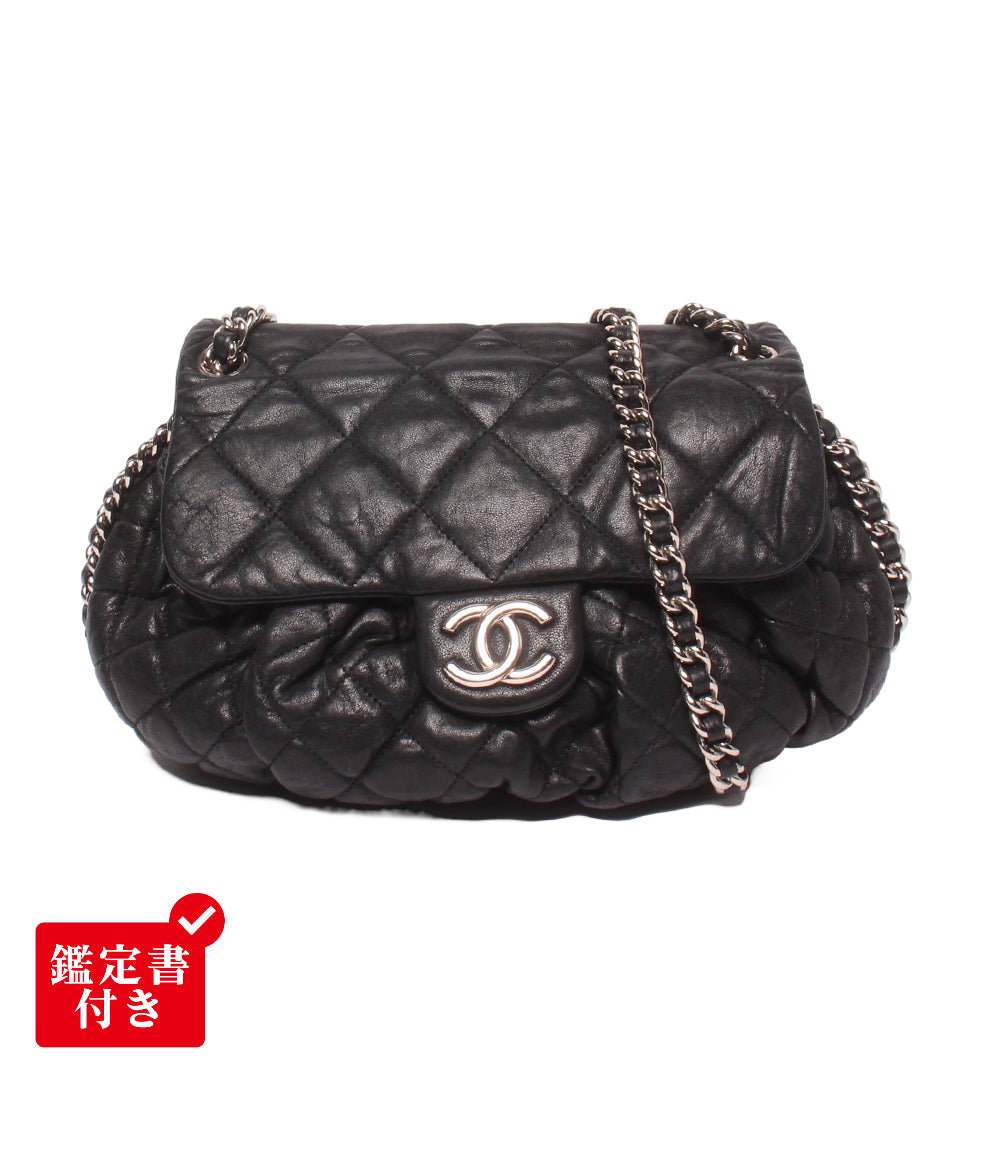 訳あり CHANEL チェーンショルダーバッグ シルバー金具 18番台 斜め掛け マトラッセ チェーンアラウンド レディース シャネル