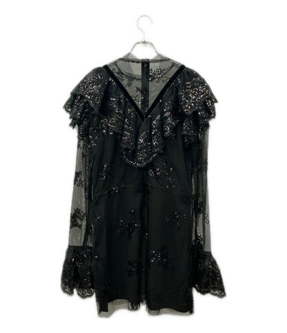 美品 マックグロー シアーチュールドレス ワンピース スパンコール レディース SIZE 10 (L) macgraw