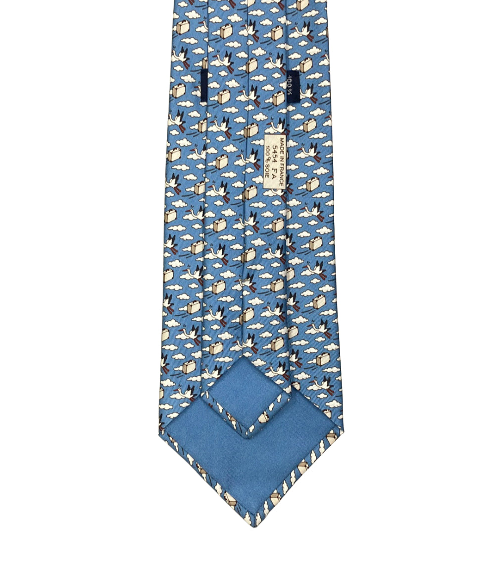 美品 HERMES ネクタイ シルク 100% 総柄 メンズ エルメス