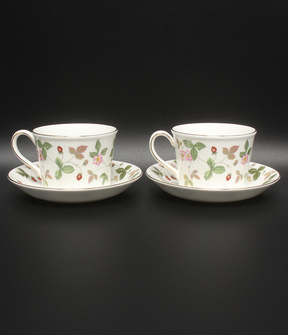 美品 WEDGWOOD カップ＆ソーサー 2客セット ペア デルフィ ワイルドストロベリー ウェッジウッド
