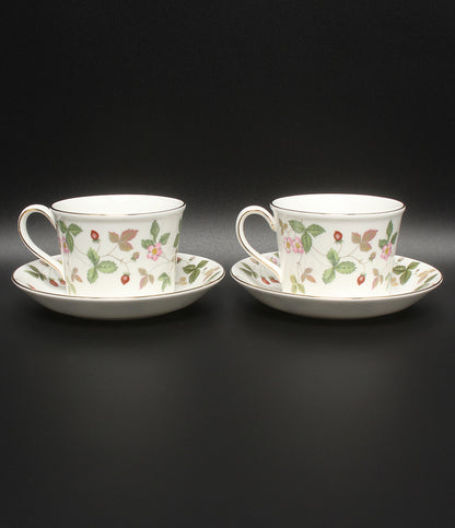 美品 WEDGWOOD カップ＆ソーサー 2客セット ペア デルフィ ワイルドストロベリー ウェッジウッド