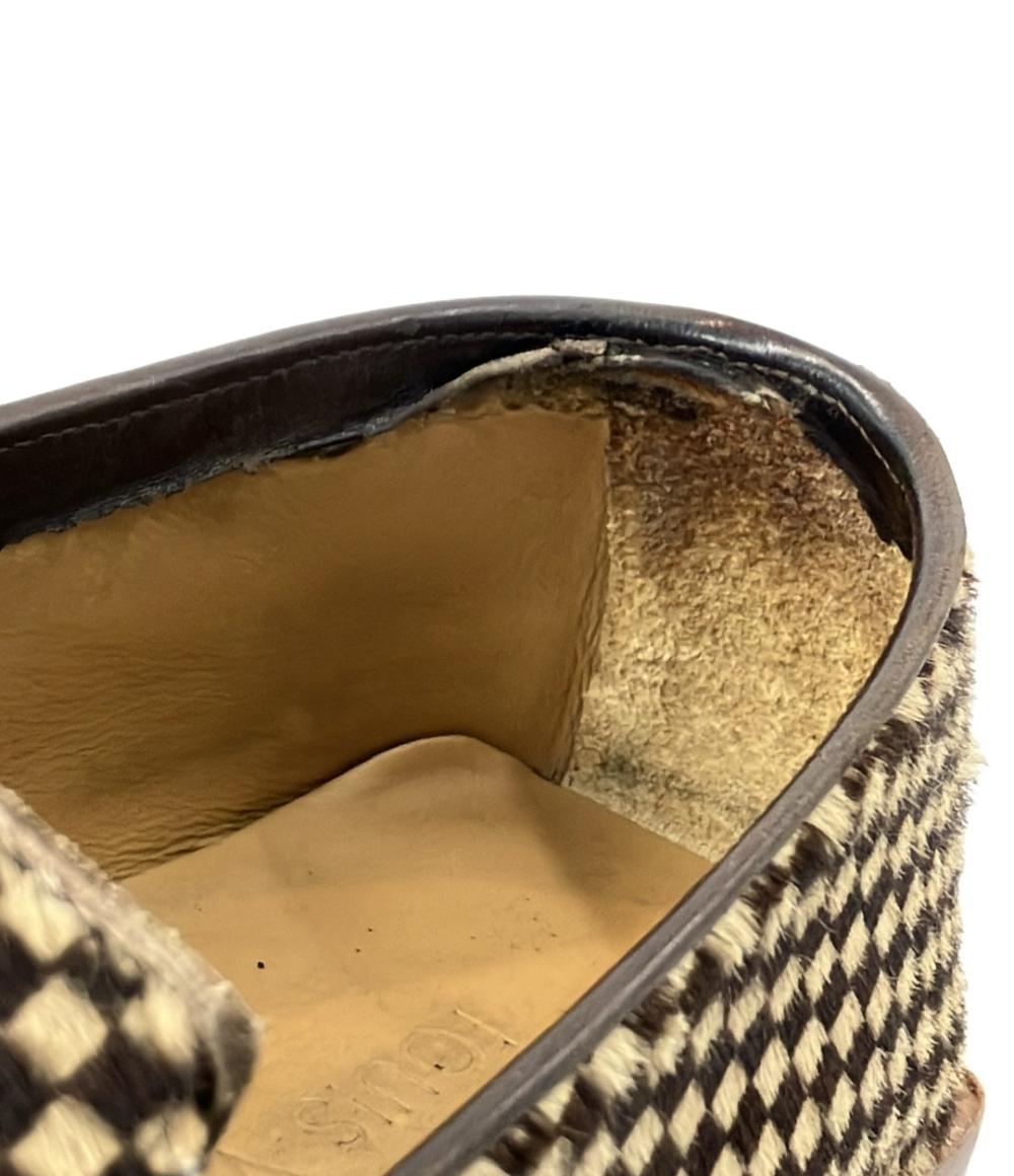 ルイ・ヴィトン スリッポン ローファー スクエアトゥ ダミエ ハラコ BA0052 メンズ SIZE 6 1/2 (S) LOUIS VUITTON