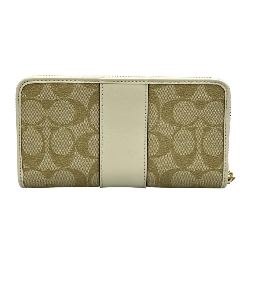 美品 COACH ラウンドファスナー 長財布 シグネチャー レディース コーチ