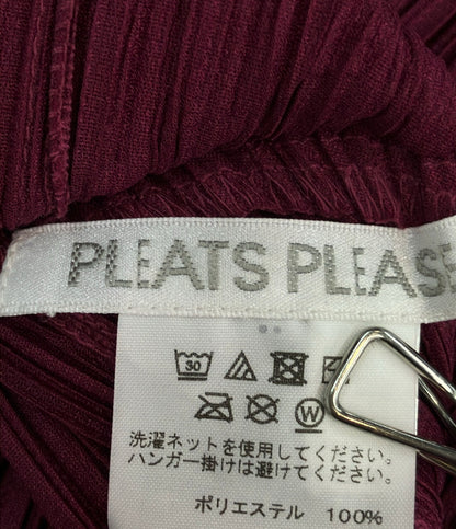PLEATS PLEASE ノースリーブシャツ 変形 プリーツ ワインレッド PP83-JK581 レディース SIZE 3 (L) プリーツプリーズ