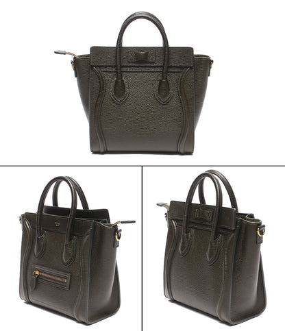 美品 CELINE 2WAYハンドバッグ ショルダーバッグ 斜め掛け ラゲージ ナノショッパー 189243DRU レディース セリーヌ