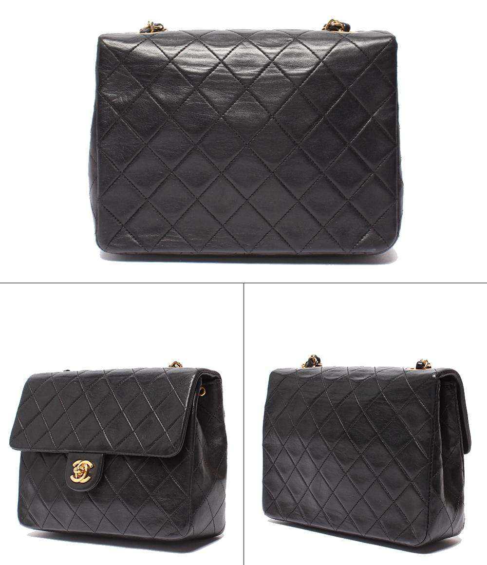 CHANEL チェーンショルダーバッグ ゴールド金具 マトラッセ20 ラムスキン 1番台 シングルチェーン シングルフラップ レディース シャネル
