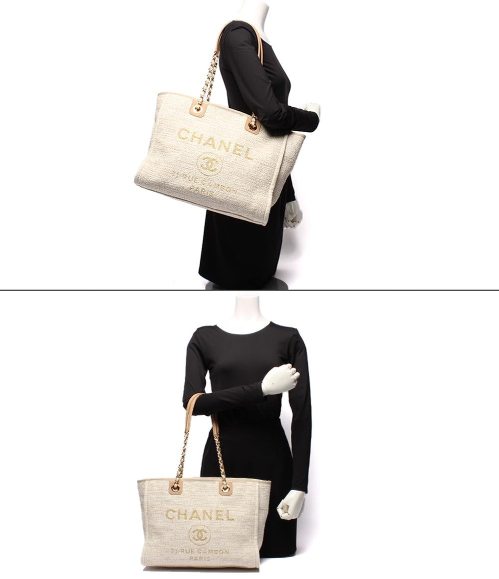 美品 CHANEL トートバッグ ショルダーバッグ 肩掛け ツイード ゴールド