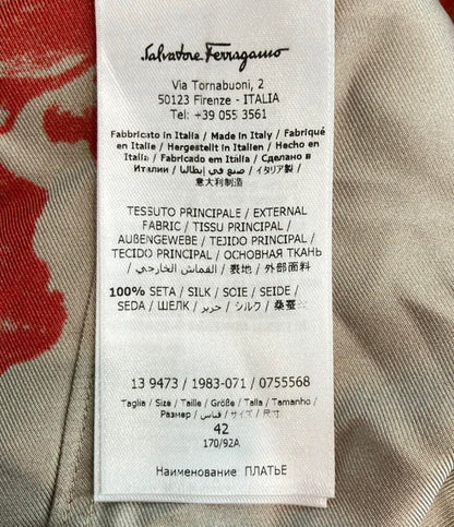 美品 サルヴァトーレフェラガモ シルク100%花柄ワンピース レディース SIZE 42 (M) Salvatore Ferragamo