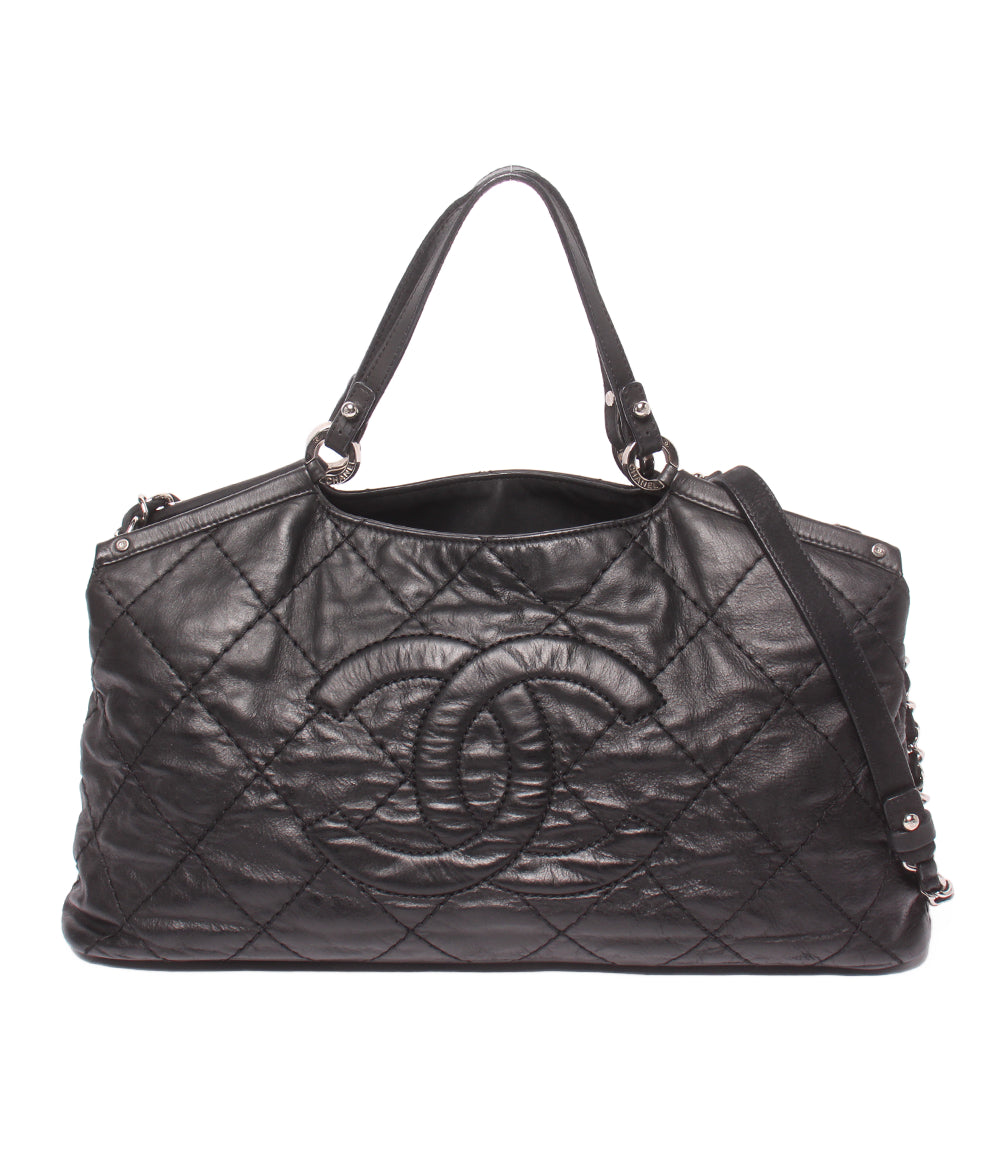 CHANEL 2WAY トートバッグ チェーンショルダーバッグ 肩掛け ワイルドステッチ シルバー金具 17番台 A67045 レディース シャネル