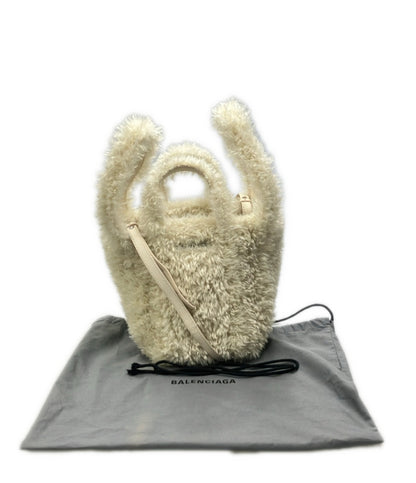 美品 BALENCIAGA トートバッグ ショルダーバッグ 2WAY 斜め掛け フェイクファー EVERYDAY 2.0 XS ノースサウス 672793 レディース バレンシアガ