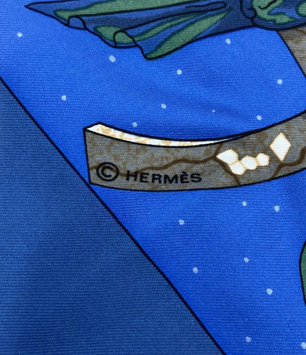 美品 HERMES スカーフ カレ90 シルク100% CAVALiERS DES NUAGES