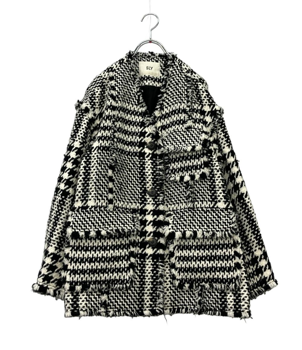 SLY ツイードジャケット 21AW TWEED PATTERN NO COLLAR ジャケット 030EAP30-1030 レディース SIZE FREE (M) スライ