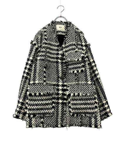 SLY ツイードジャケット 21AW TWEED PATTERN NO COLLAR ジャケット 030EAP30-1030 レディース SIZE FREE (M) スライ
