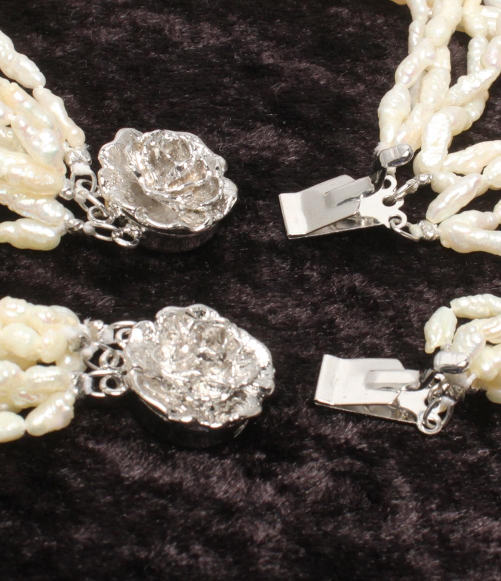 美品 10連ネックレス 10連ブレスレット 淡水パール 2点セット レディース