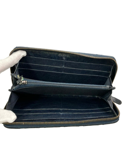 CHANEL ラウンドファスナー長財布 スタッズ レザー マトラッセ レディース シャネル