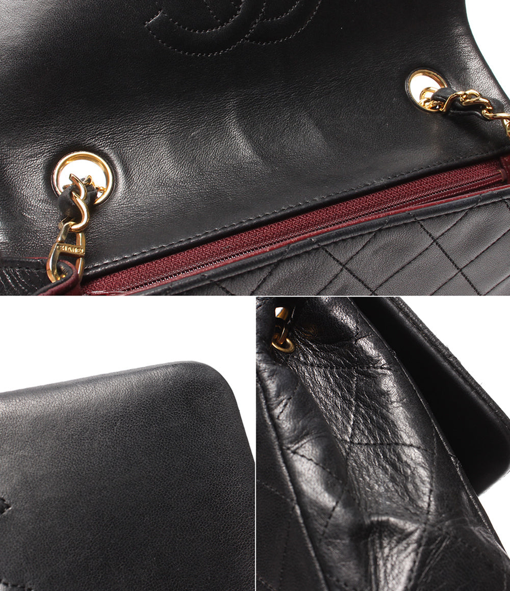 CHANEL チェーンショルダーバッグ 斜め掛け 肩掛け ゴールド金具 シングルフラップ シングルチェーン ミニマトラッセ ラムスキン １番台 レディース