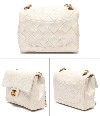 CHANEL チェーンショルダーバッグ 肩掛け 斜め掛け ゴールド金具 シングルチェーン シングルフラップ ミニマトラッセ ラムスキン 1番台 レディース