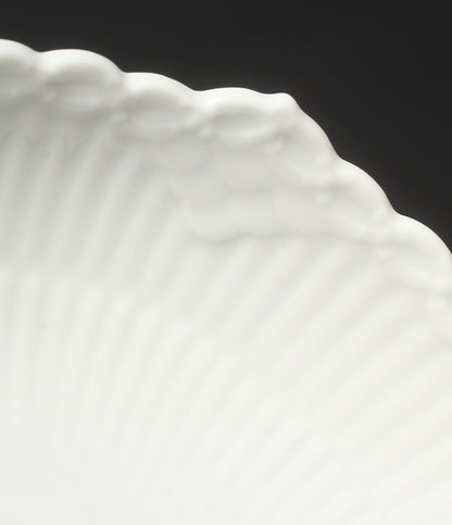 美品 Royal Copenhagen ケーキディッシュ 皿 足つき 17cm ホワイトフルーテッド ハーフレース ロイヤルコペンハーゲン