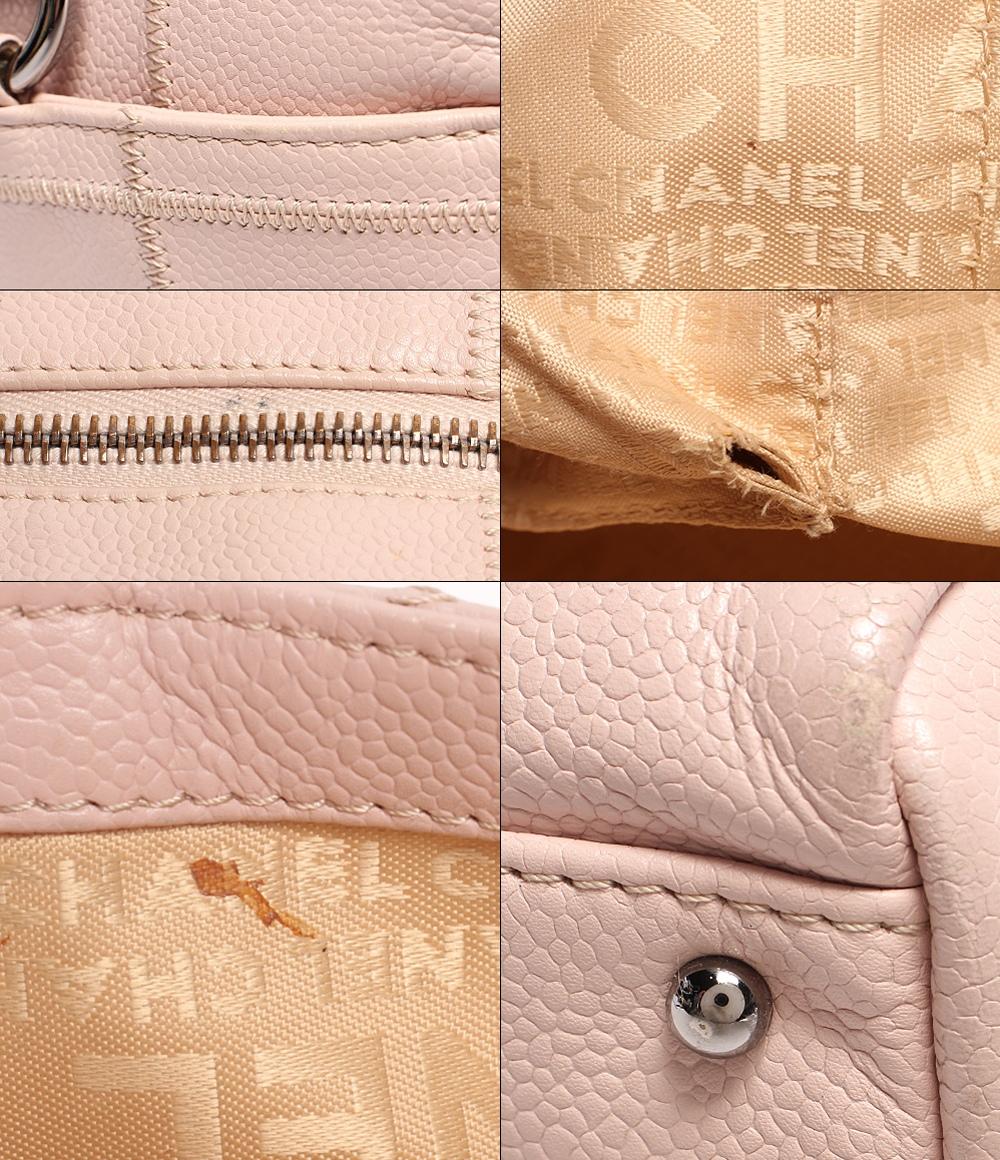 シャネル ショルダーバッグ ボストンバッグ レザー シルバー金具 チョコバー キャビアスキン レディース CHANEL