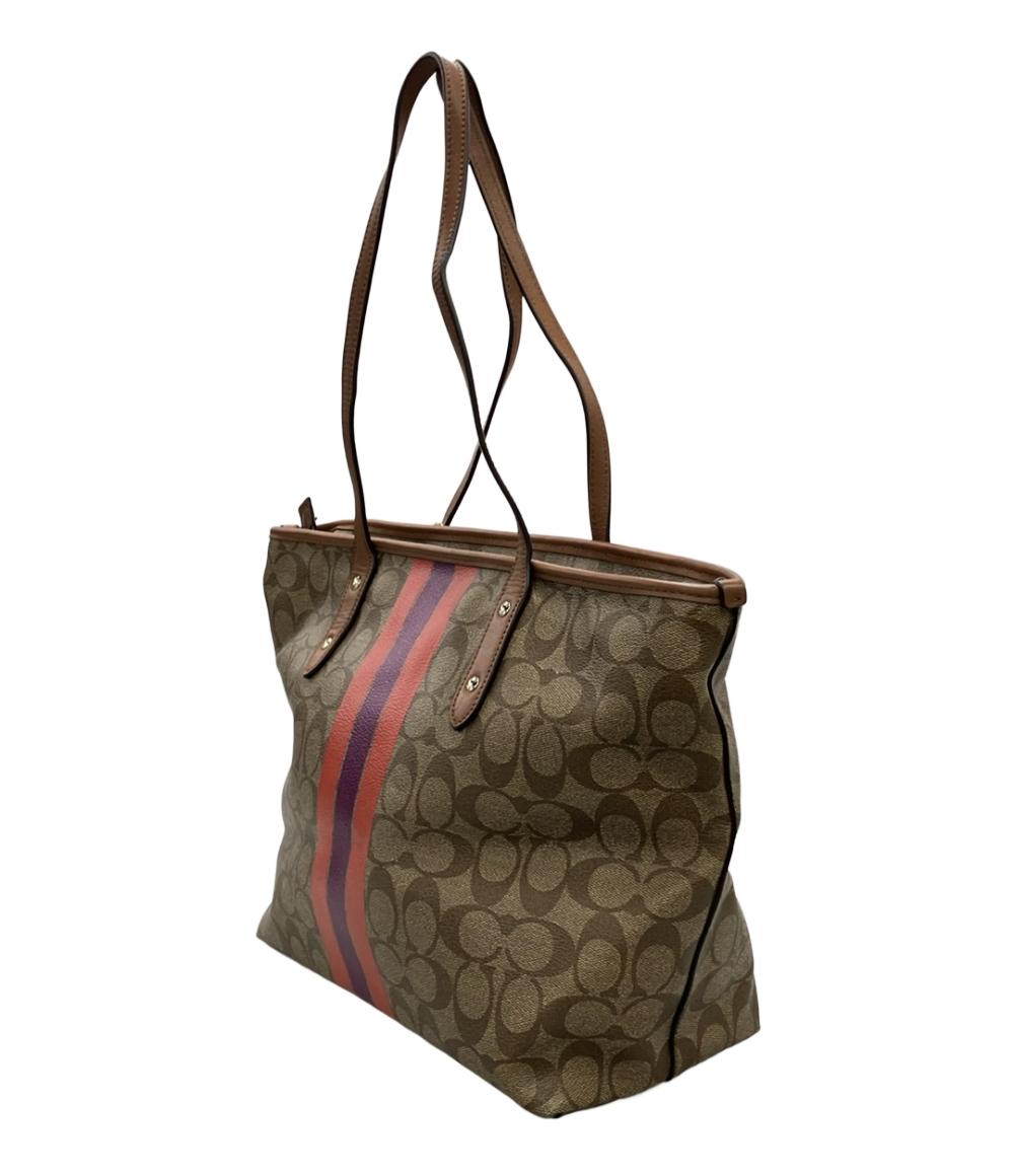 COACH トートバッグ PVC キャンバス レザー シグネチャー F38405