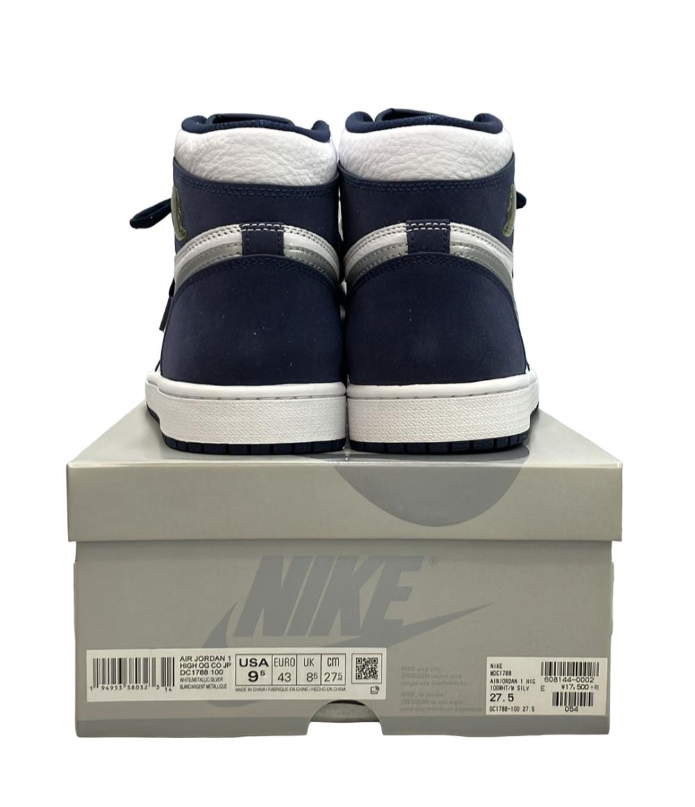 美品 Air Jordan NIKE ハイカットスニーカー ホワイト/ミッドナイトネイビー エアジョーダン 1 ハイ OG CO JP DC1788-100 メンズ SIZE 27.5 (L)
