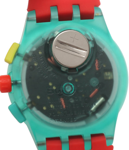 美品 Swatch 腕時計 NEON EMERALD CHRONO ネオンエメラルドクロノ クオーツ レディース メンズ スウォッチ