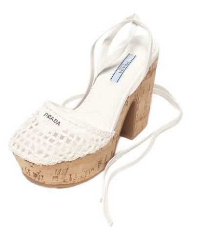 美品 PRADA サンダル ラフィア クロシェ レディース SIZE 36 (23cm) プラダ