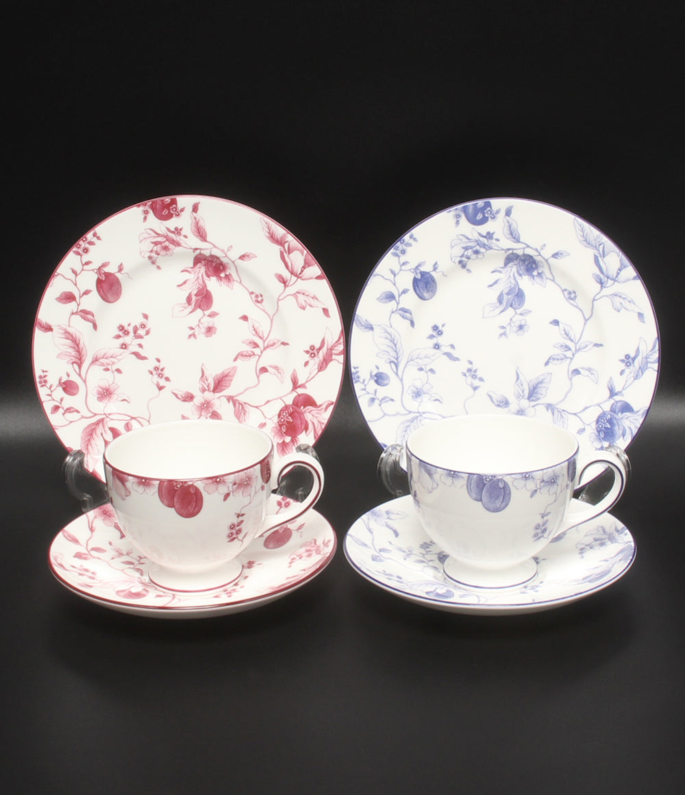美品 WEDGWOOD カップ＆ソーサー プレート 皿 18cm 4点セット ワインプラム ブループラム ウエッジウッド