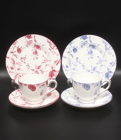 美品 WEDGWOOD カップ＆ソーサー プレート 皿 18cm 4点セット ワインプラム ブループラム ウエッジウッド