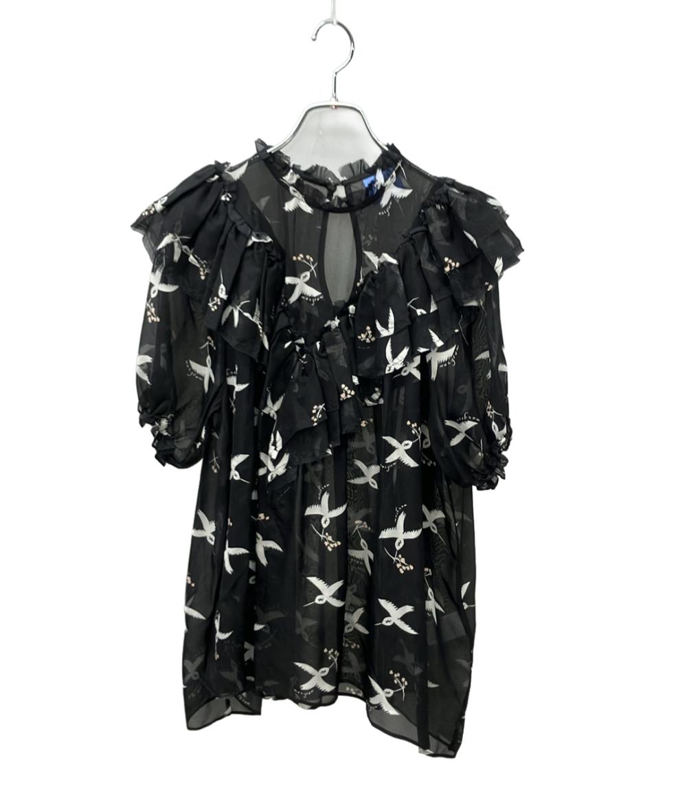 macgraw 半袖ブラウス フリル 透け感 シフォン フェミニン Migration Bird Print Blouse レディース SIZE aus14 (XL) マックグロー