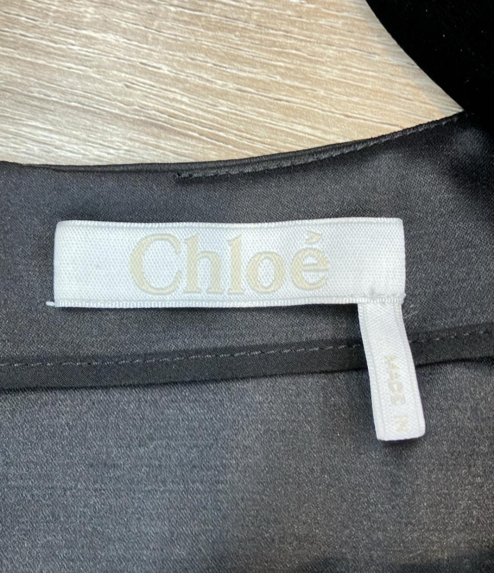 Chloe ノースリーブシャツ リボントリム サテントップ ベルベットリボン レディース SIZE 44 (L) クロエ