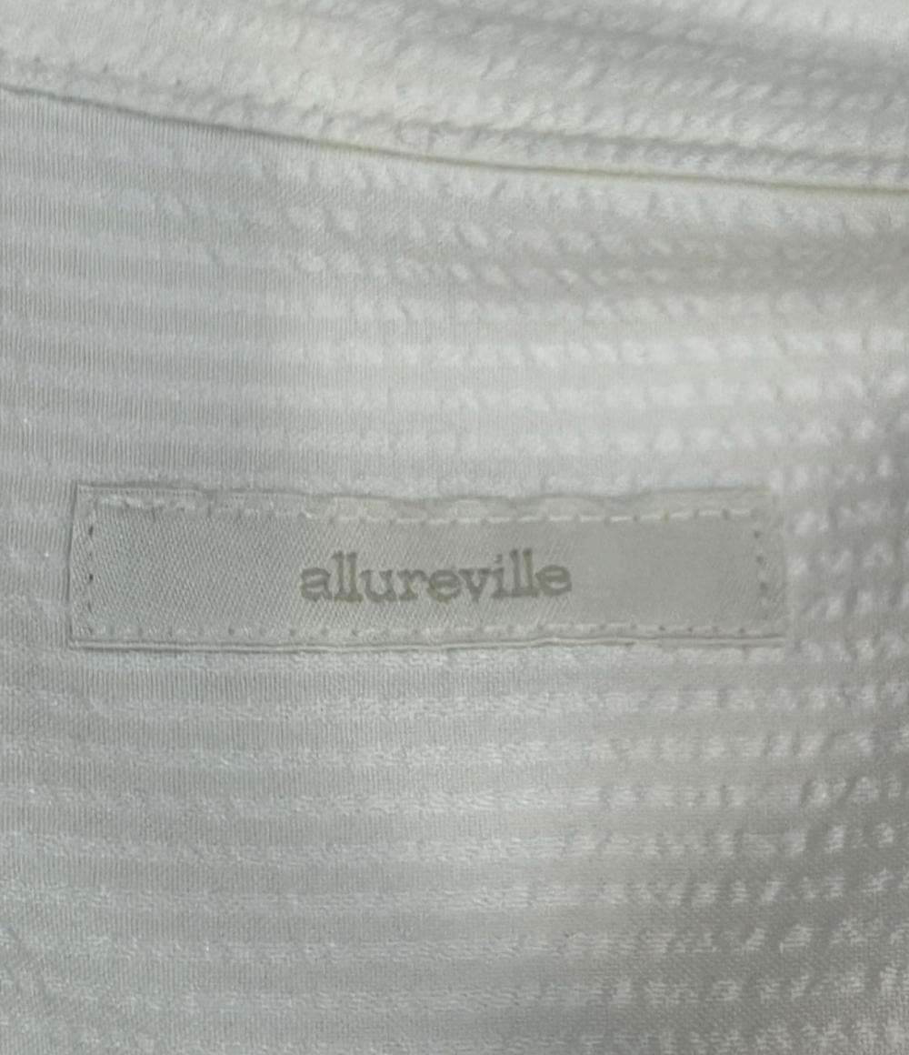 allureville 半袖ワンピース ホワイト サッカースキッパーパターン インナースカート  ベルト付き 202510-14-170 レディース SIZE 2 (M) アルアバイル