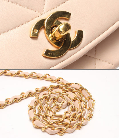 CHANEL チェーンショルダーバッグ 肩掛け ゴールド金具 ダイアナ25 マトラッセ シングルフラップ シングルチェーン ラムスキン ココマーク 2番台